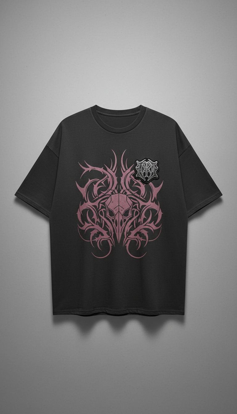 Oversized gothic tee stark monochrome
